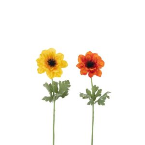 ANEMONE STEM ARTIFICIAL ORANGE/YELLOW ASSORTMENT OF 2