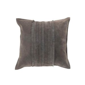 CUSHION BORDER SQUARE LEATHER GREY