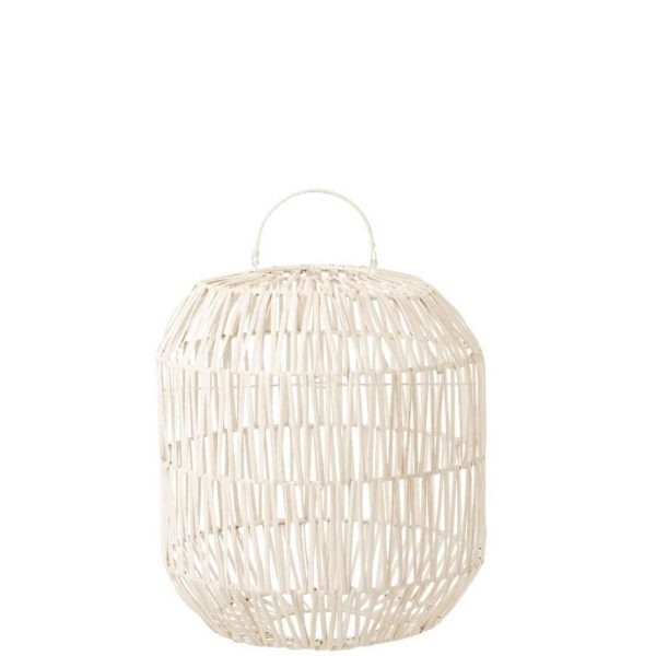 LAMP SHADE CYLINDER RATTAN WHITE