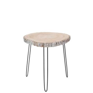 SIDETABLE PAULOWNIA WOOD/IRON GREY WASH LARGE