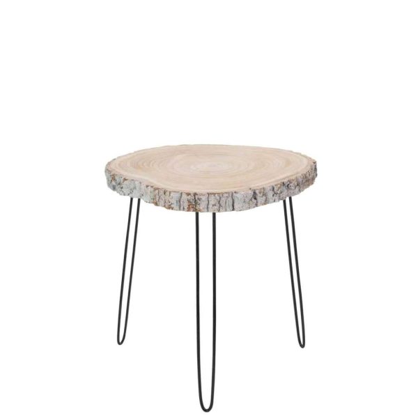 SIDETABLE PAULOWNIA WOOD/IRON GREY WASH LARGE