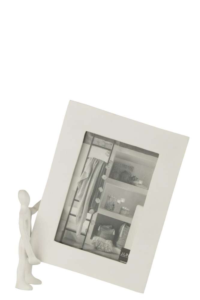 FIGURE WITH PHOTOFRAME ALUMINIUM WHITE LARGE