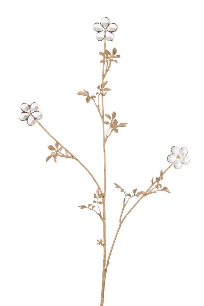 BRANCH CRYSTAL FLOWERS PLASTIC GOLD LARGE