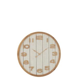 WALL CLOCK WOOD/MDF WHITE/NATURAL LARGE
