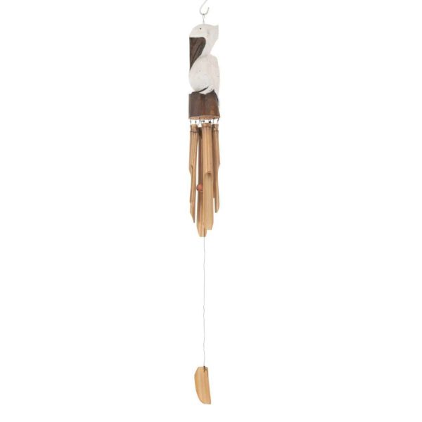 WIND CHIME PELICAN ALBASIA WOOD/BAMBOO WHITE/BROWN