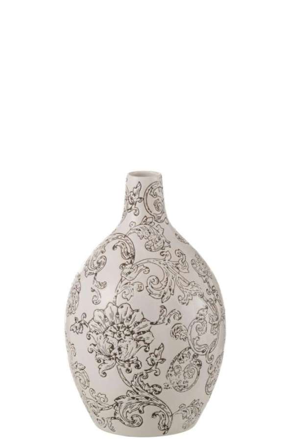 VASE ZEN ROUND PORCELAIN WHITE/BLACK