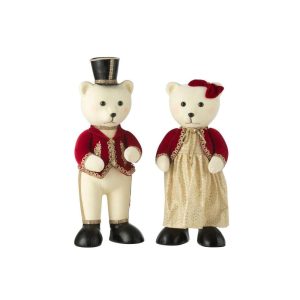 BEAR STANDING BOY/GIRL POLYFOAM/TEXTILE RED/GOLD LARGE ASSORTMENT OF 2