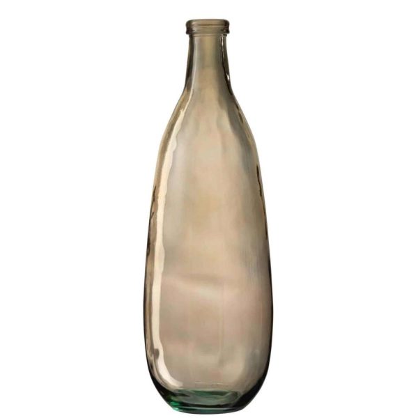 VASE BOTTLE GLASS LIGHT BROWN SMALL