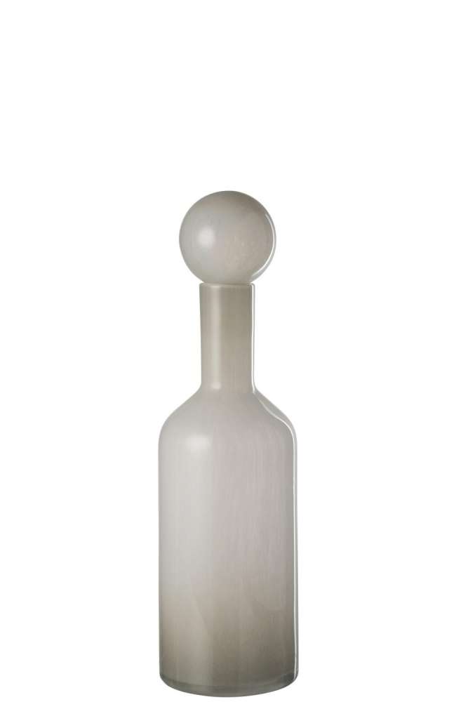 VASE BOTTLE+CAP PLAIN GLASS GREY SMALL