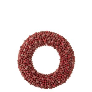 WREATH ROUND BERRIES PLASTIC RED LARGE