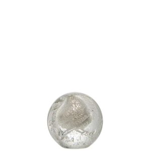 PRESSE-PAPIER BULLES VERRE ARGENT MEDIUM