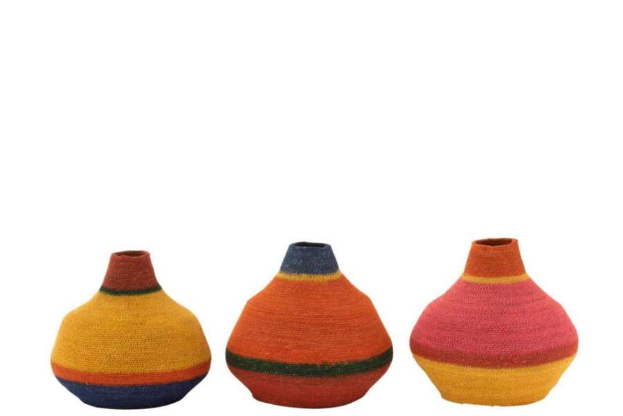 VASE STRIPES SEAGRASS MIX ASSORTMENT OF 3