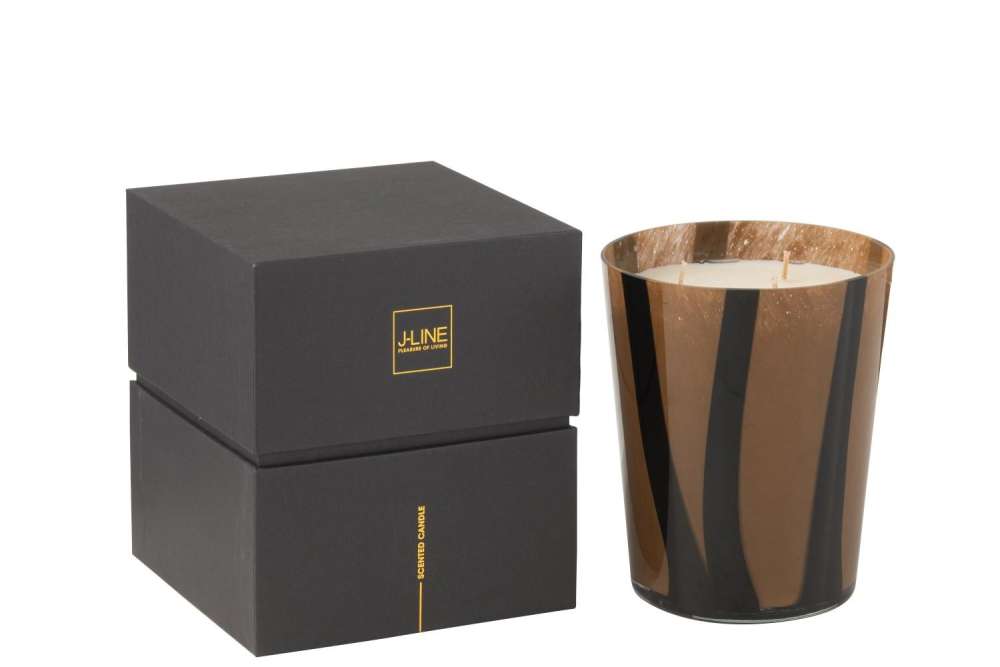 SCENTED CANDLE NOA LINES TAUPE MEDIUM-68 HOURS