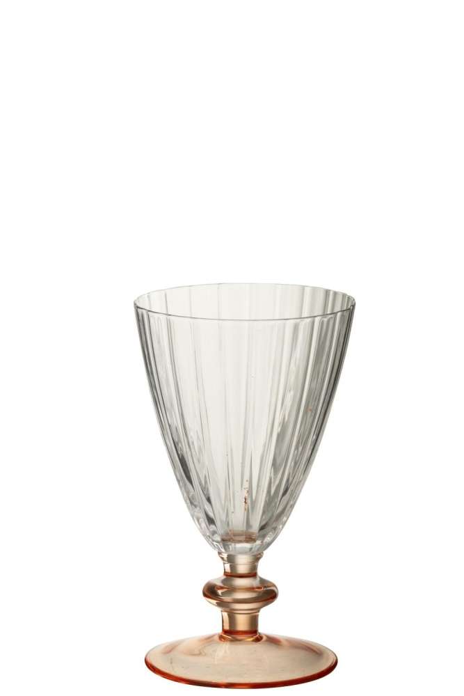DRINKING GLASS STRIPED GLASS TRANSPARENT/SALMON PINK