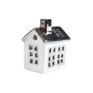 Hus Uten Lys Hvit/Sølv Mini 9Cm