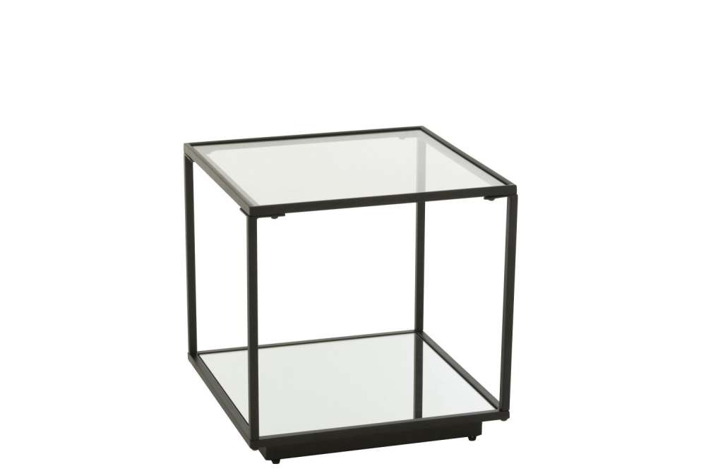 COFFEE TABLE IRON/GLASS BLACK SMALL