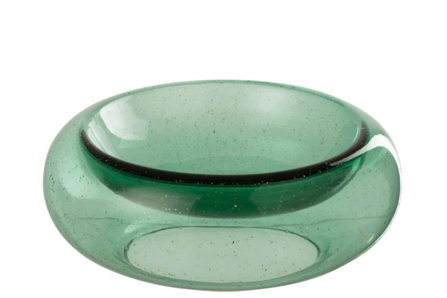 DECORATIVE BOWL CAROL GLASS EMERALD GREEN LARGE