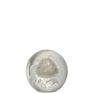 PRESSE-PAPIER BULLES VERRE ARGENT LARGE