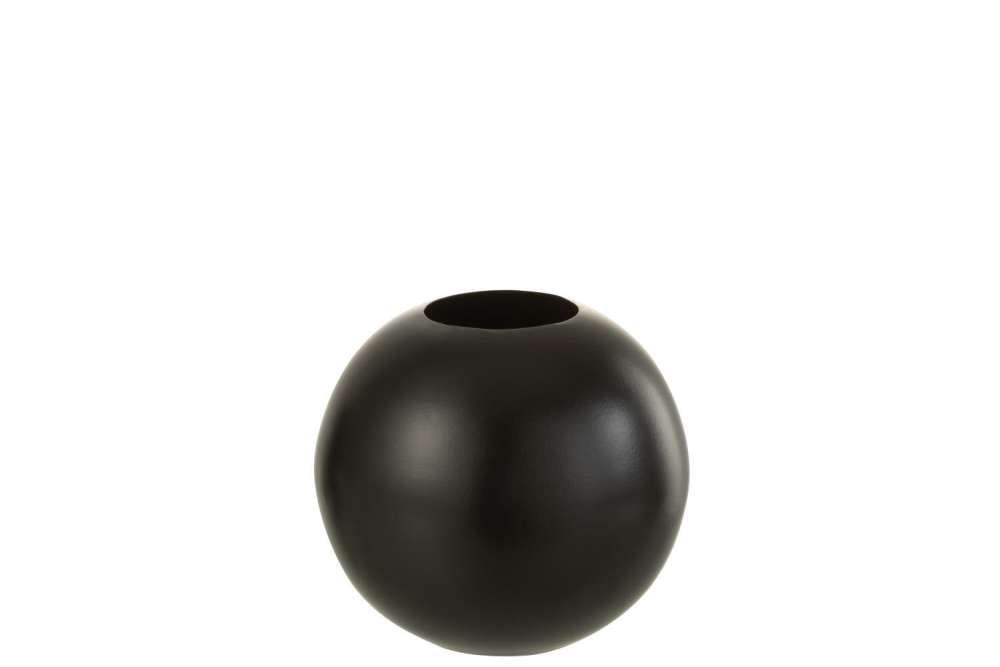VASE ROUND METAL BLACK SMALL