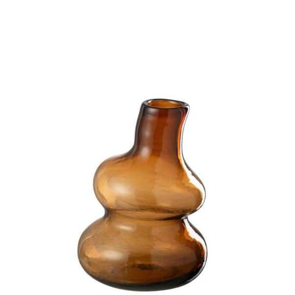 VASE FLASK GLASS BROWN SMALL