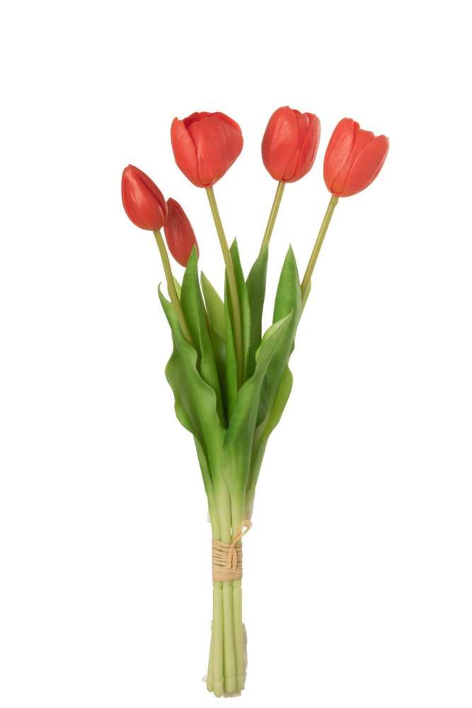 BOUQUET TULIPS 5PIECES PU CORAL PINK MEDIUM