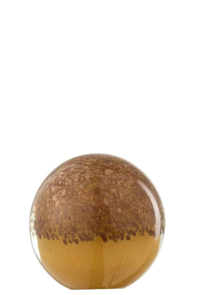PAPERWEIGHT LAYERS GLASS BROWN/OCHRE LARGE