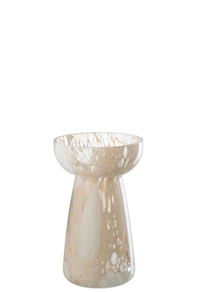 VASE HIGH WIRES GLASS BEIGE/WHITE SMALL