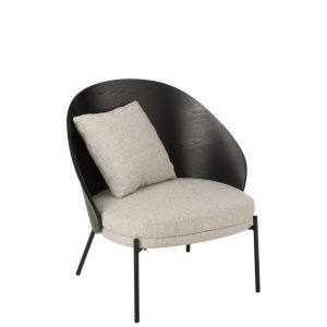 LOUNGE CHAIR LONE WOOD/METAL BLACK/GREY