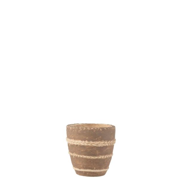 FLOWERPOT BRAIDED TERRACOTTA BROWN MEDIUM