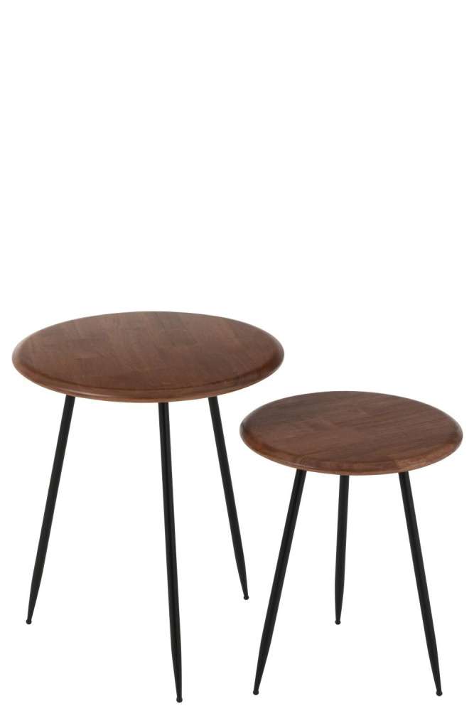 SET OF 2 COFFEE TABLE NEO RUBBER NATURAL/BLACK