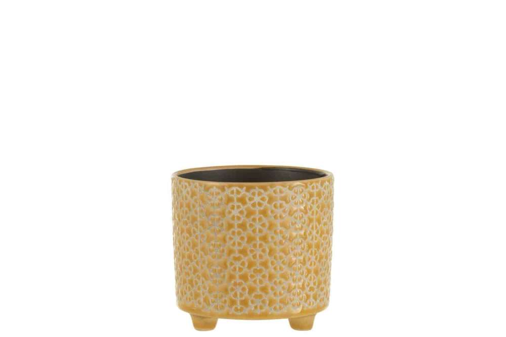 FLOWERPOT FLOWER CERAMIC OCHRE SMALL