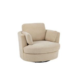 LOUNGE CHAIR SWIV POPLAR WOOD/FOAM BEIGE