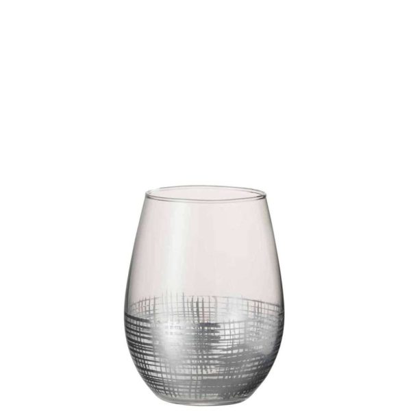 DRINKING GLASS GRID BALL GLASS SILVER/TRANSPARENT