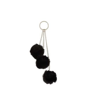 KEYCHAIN 3 BALLS TEXTILE BLACK