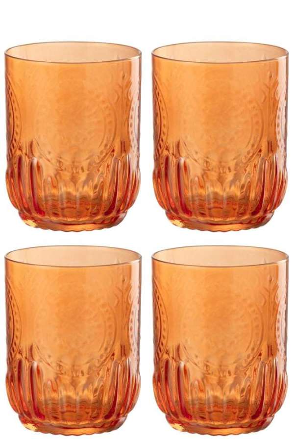 GIFTBOX 4 DRINKING GLASS MAYA GLASS ORANGE