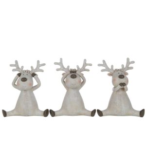 DEER SEE/HEAR/SPEAK SITTING RESIN BROWN LARGE ASSORTMENT OF 3