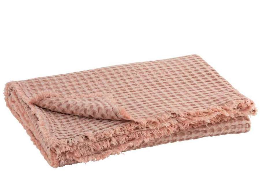 PLAID WAFFLE PATTERN COTTON LIGHT PINK