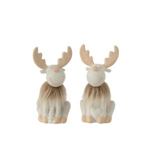 REINDEER FUR POLY BEIGE/WHITE SMALL ASSORTMENT OF 2