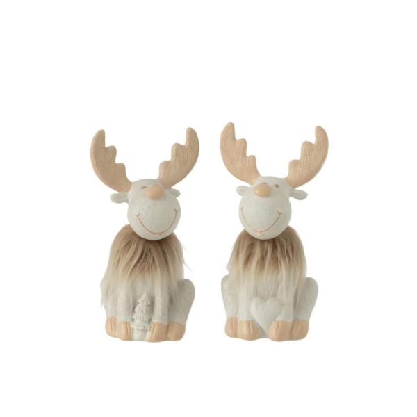 REINDEER FUR POLY BEIGE/WHITE SMALL ASSORTMENT OF 2
