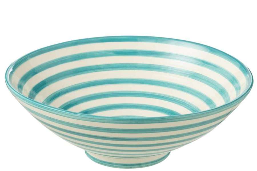 LEBRILLO BOWL GRANADA STRIPES CERAMIC WHITE/AQUA