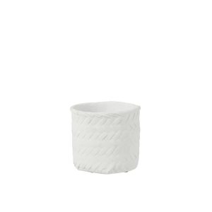 FLOWERPOT WOVEN IMITATION CEMENT WHITE MEDIUM