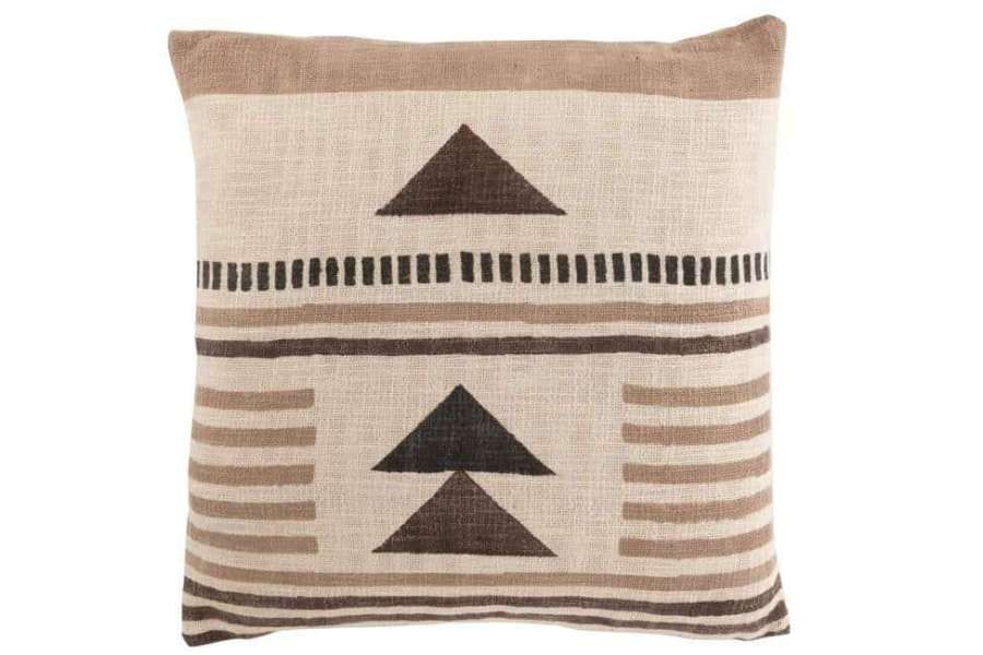 CUSHION AFRICAN GRAPHIC ARROW COTTON BEIGE / BROWN