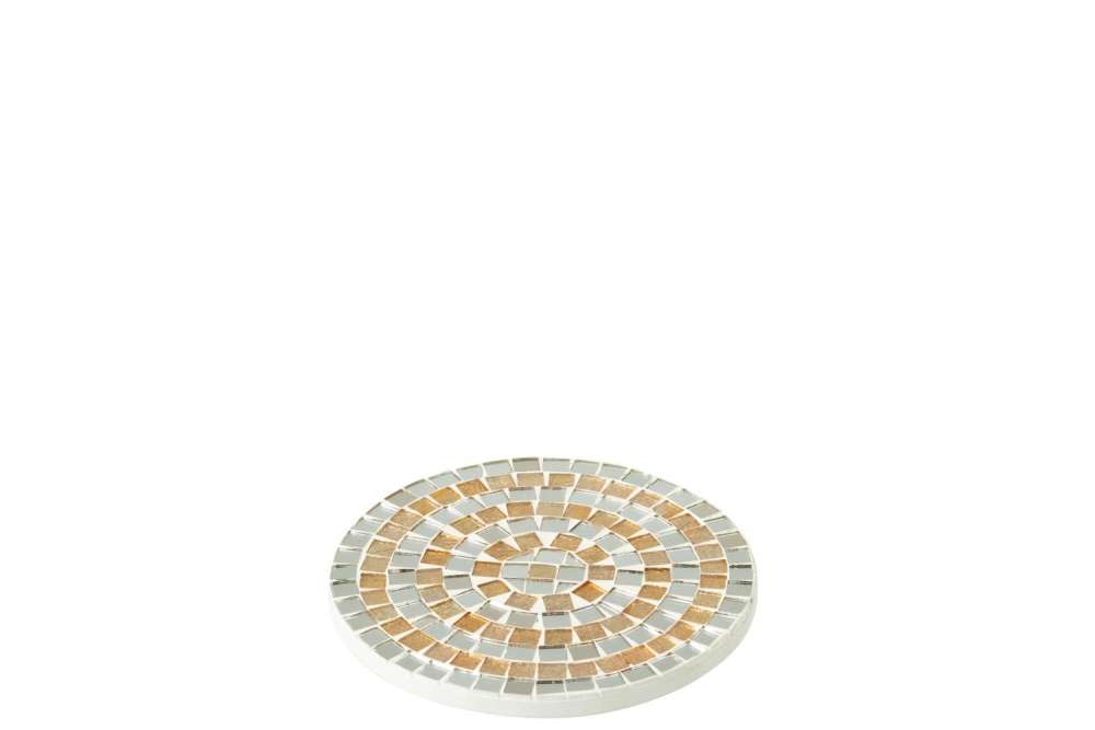 TRAY MOSAIC GLASS SILVER/GOLD SMALL