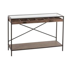 CONSOLE DRAWER DIVIDE WOOD/METAL BROWN
