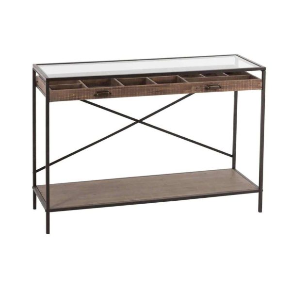 CONSOLE DRAWER DIVIDE WOOD/METAL BROWN