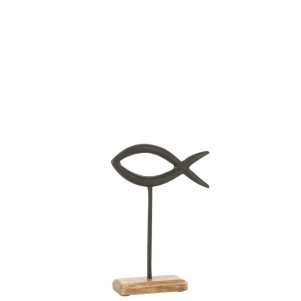 FISH ON STAND ALUMINIUM BLACK