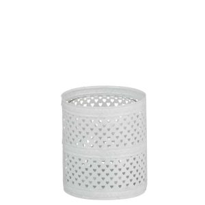 TEA-LIGHT HOLDER GLITTER METAL WHITE SMALL 9X7CM
