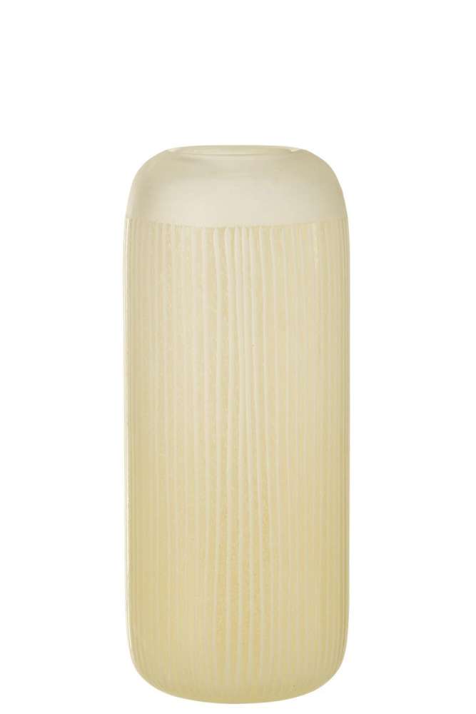 VASE STRIPES GLASS LIGHT YELLOW LARGE