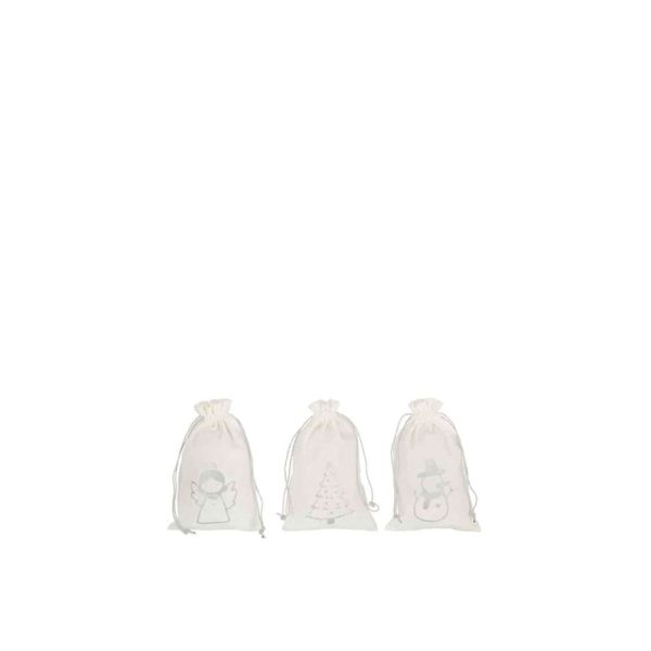 BAG CHRISTMAS MIX VELVET WHITE/SILVER SMALL ASSORTMENT OF 3