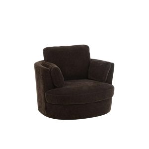 CHAIR SWIVEL POPLAR WOOD/FOAM DARK BROWN